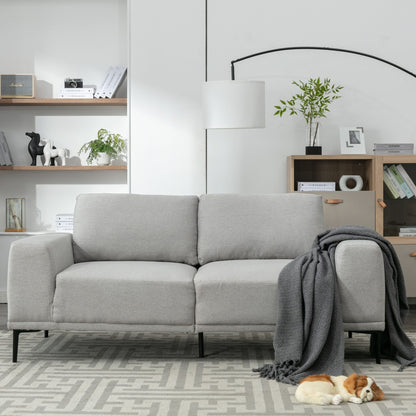Canapé 2 places en tissu gris 74,8 pouces avec coussins amovibles et pieds en fer