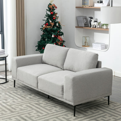 Canapé 2 places en tissu gris 74,8 pouces avec coussins amovibles et pieds en fer