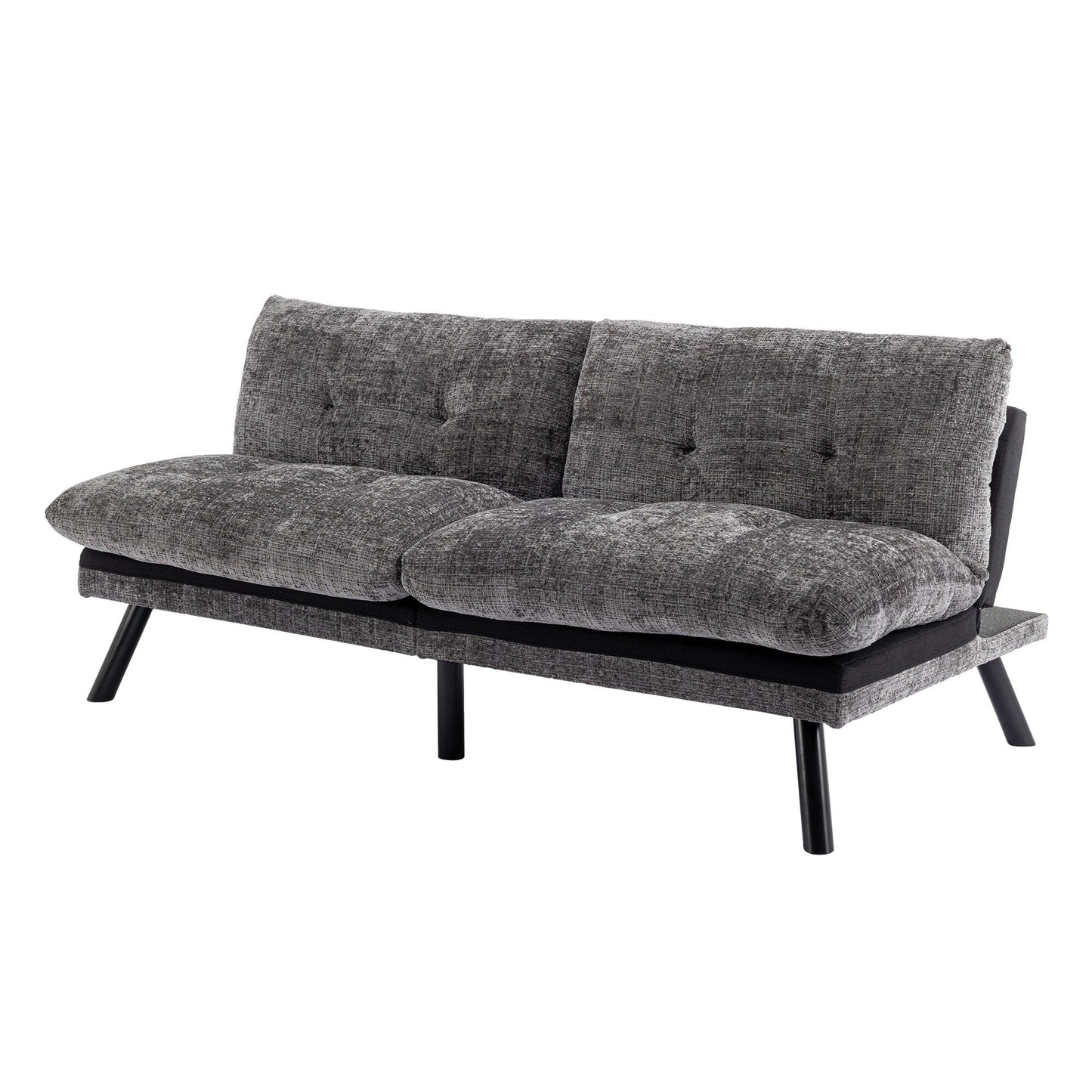 Canapé-lit futon convertible gris 75,6 en chenille avec pieds en métal pour le salon