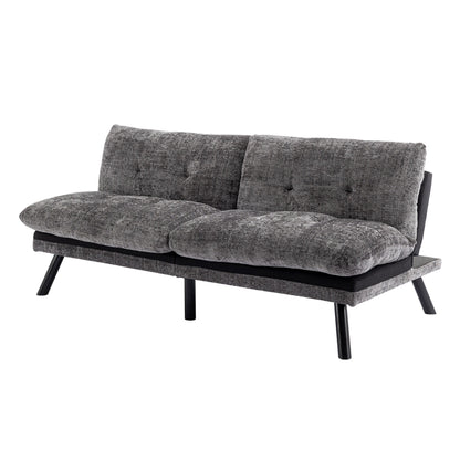 Canapé-lit futon convertible gris 75,6 en chenille avec pieds en métal pour le salon
