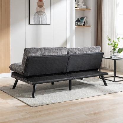 Canapé-lit futon convertible gris 75,6 en chenille avec pieds en métal pour le salon