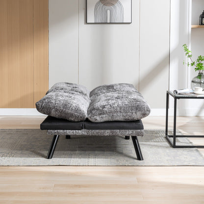 Canapé-lit futon convertible gris 75,6 en chenille avec pieds en métal pour le salon