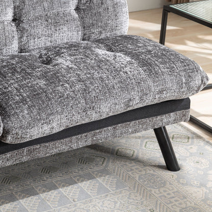 Canapé-lit futon convertible gris 75,6 en chenille avec pieds en métal pour le salon