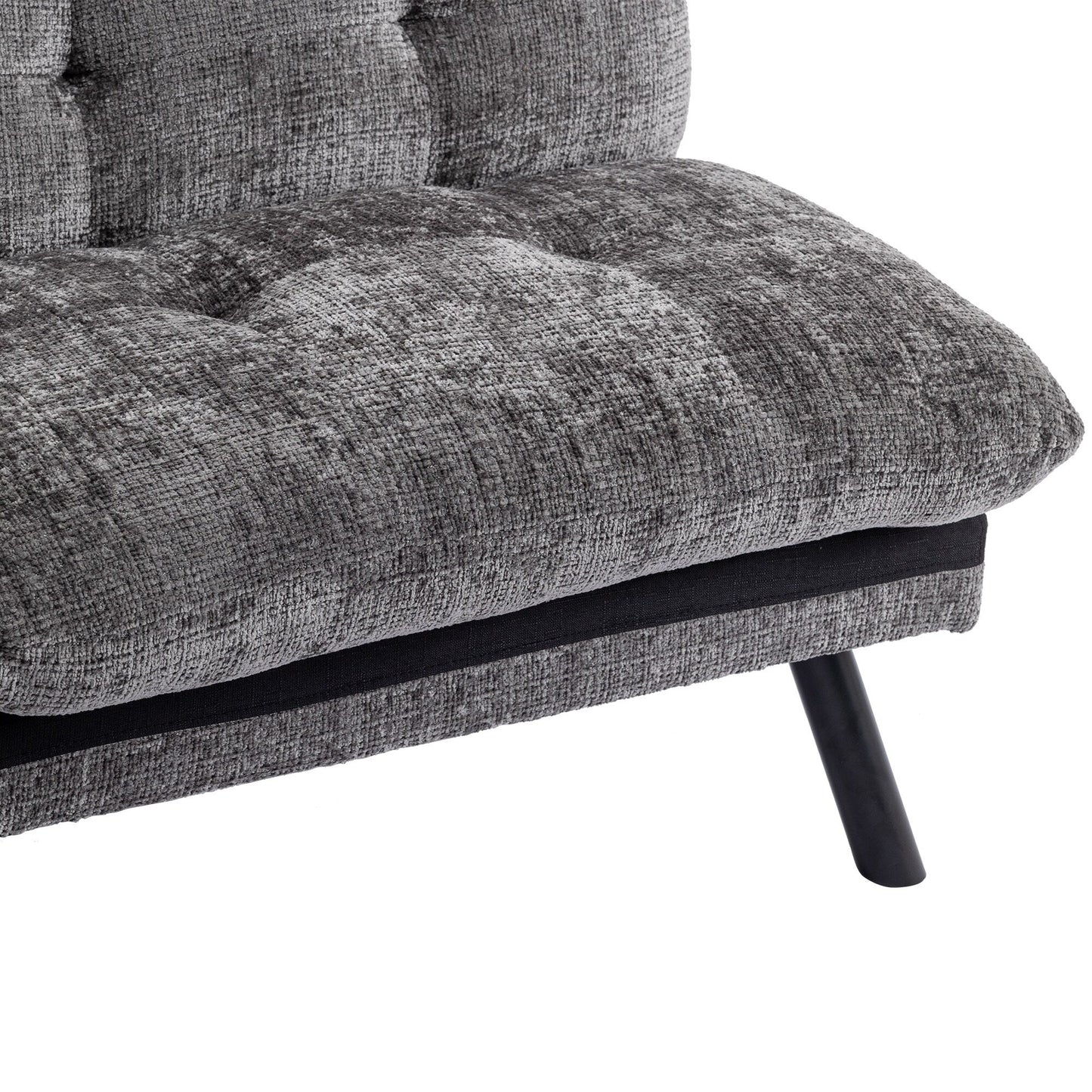 Canapé-lit futon convertible gris 75,6 en chenille avec pieds en métal pour le salon