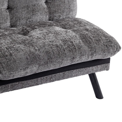 Canapé-lit futon convertible gris 75,6 en chenille avec pieds en métal pour le salon