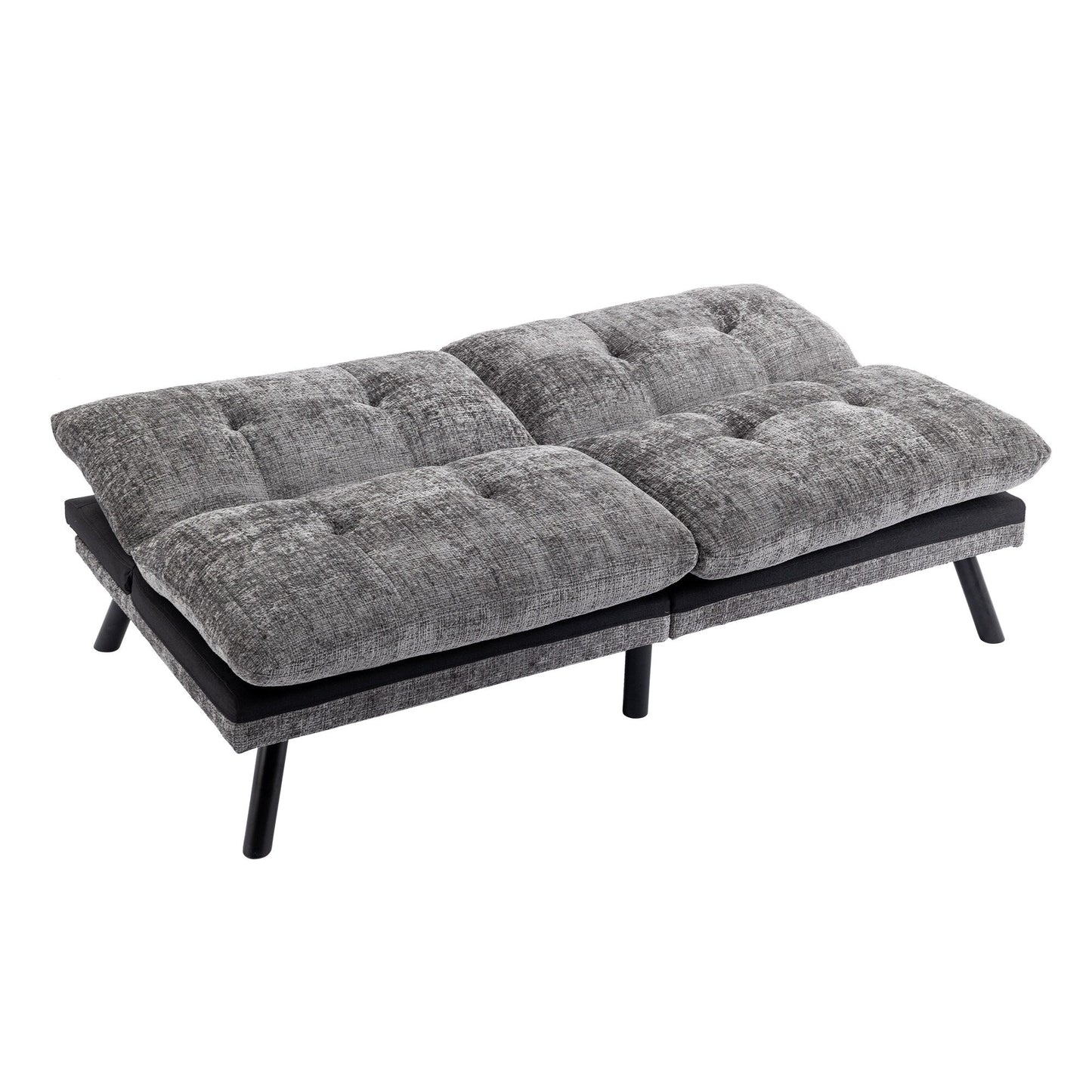 Canapé-lit futon convertible gris 75,6 en chenille avec pieds en métal pour le salon