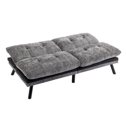 Canapé-lit futon convertible gris 75,6 en chenille avec pieds en métal pour le salon