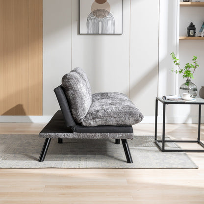 Canapé-lit futon convertible gris 75,6 en chenille avec pieds en métal pour le salon