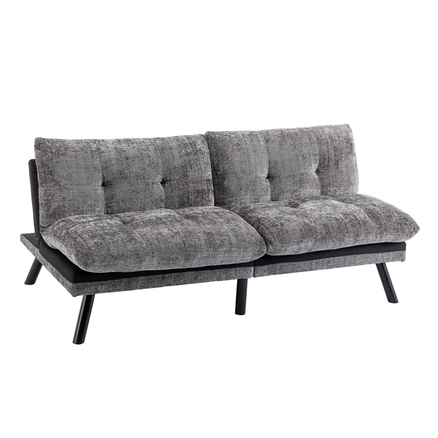 Canapé-lit futon convertible gris 75,6 en chenille avec pieds en métal pour le salon
