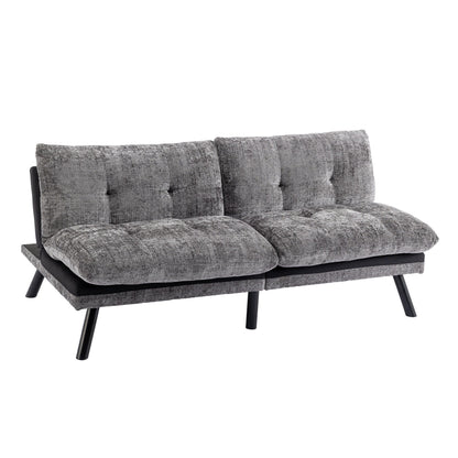 Canapé-lit futon convertible gris 75,6 en chenille avec pieds en métal pour le salon