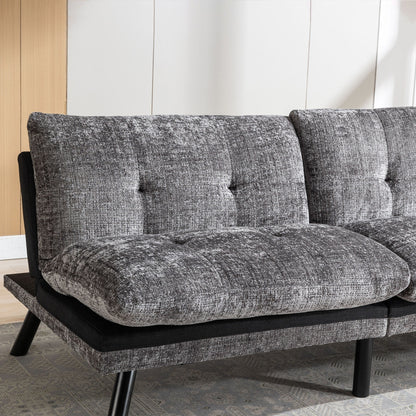 Canapé-lit futon convertible gris 75,6 en chenille avec pieds en métal pour le salon