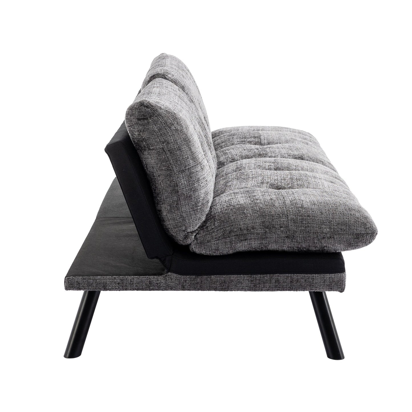 Canapé-lit futon convertible gris 75,6 en chenille avec pieds en métal pour le salon