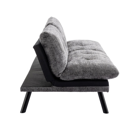 Canapé-lit futon convertible gris 75,6 en chenille avec pieds en métal pour le salon