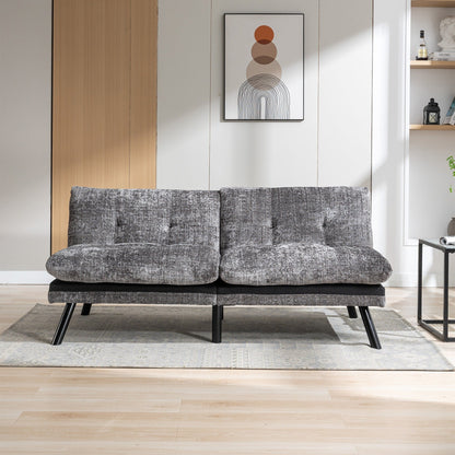 Canapé-lit futon convertible gris 75,6 en chenille avec pieds en métal pour le salon