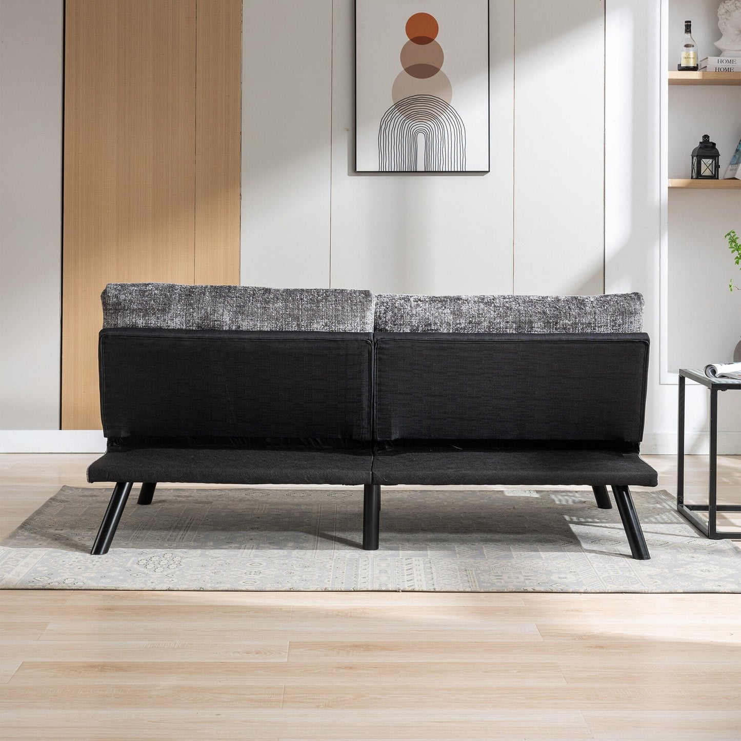 Canapé-lit futon convertible gris 75,6 en chenille avec pieds en métal pour le salon