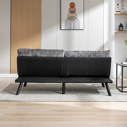 Canapé-lit futon convertible gris 75,6 en chenille avec pieds en métal pour le salon