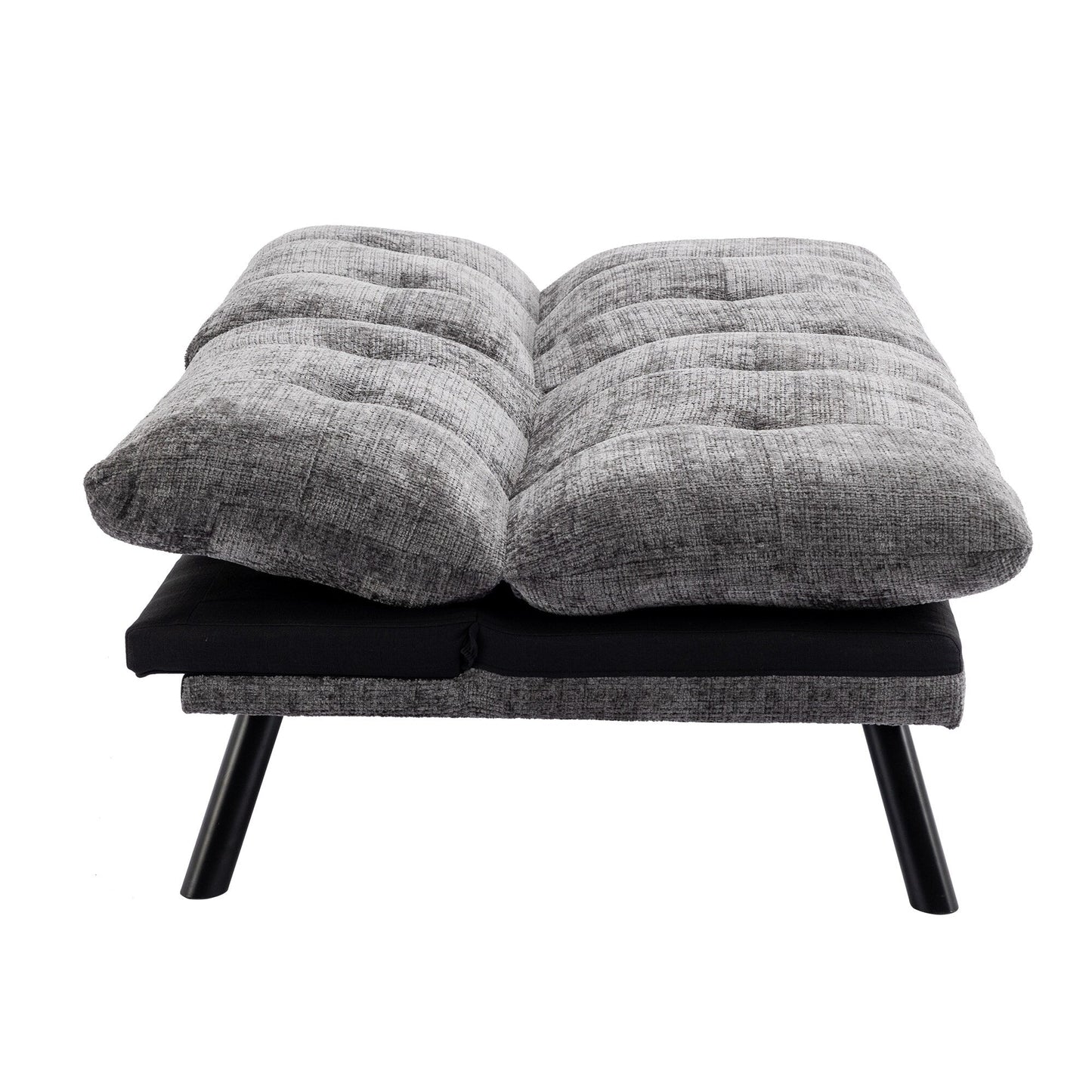 Canapé-lit futon convertible gris 75,6 en chenille avec pieds en métal pour le salon