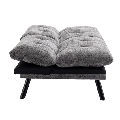 Canapé-lit futon convertible gris 75,6 en chenille avec pieds en métal pour le salon