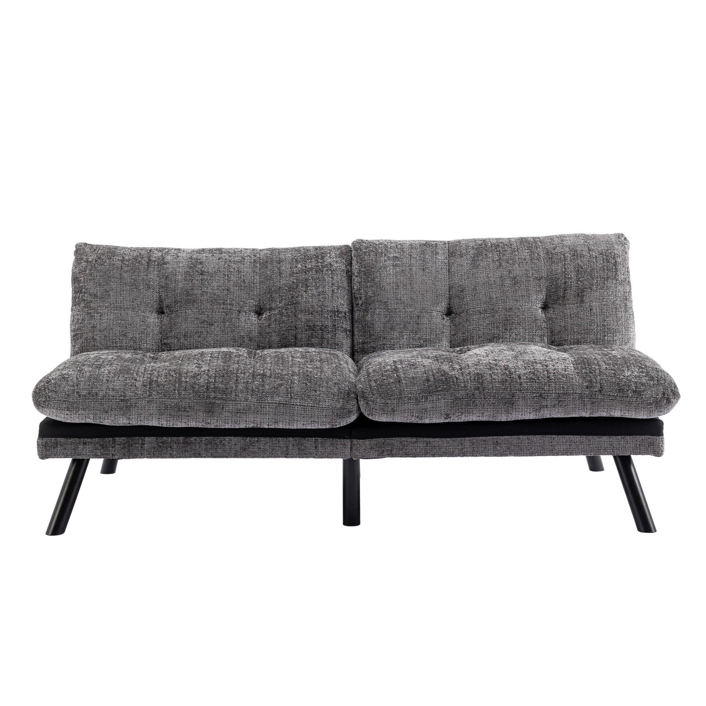 Canapé-lit futon convertible gris 75,6 en chenille avec pieds en métal pour le salon