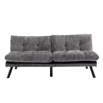 Canapé-lit futon convertible gris 75,6 en chenille avec pieds en métal pour le salon