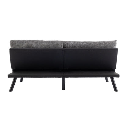 Canapé-lit futon convertible gris 75,6 en chenille avec pieds en métal pour le salon