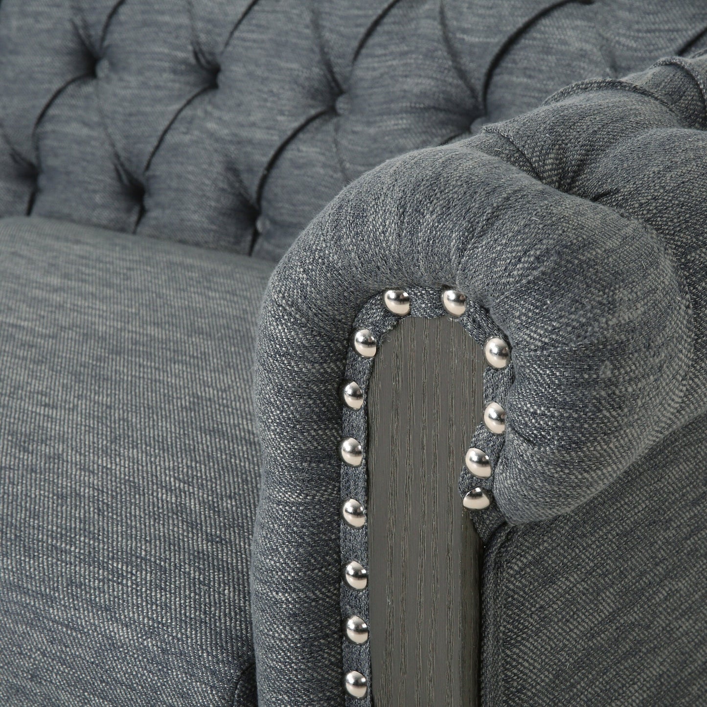 Canapé 3 places en tissu gris 78,75 pouces avec pieds en bois, style rétro, idéal pour le salon ou le bureau