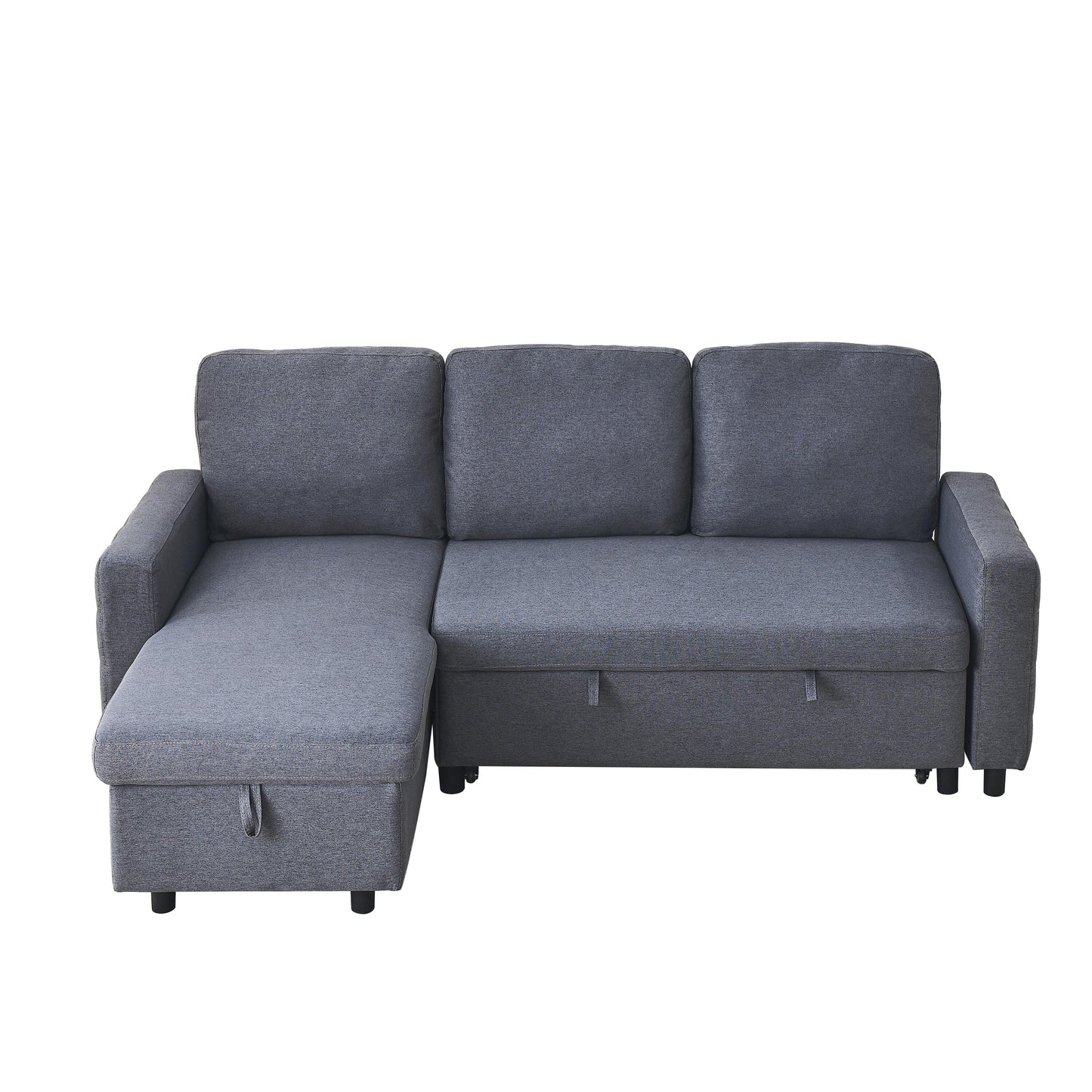 Canapé sectionnel en lin gris de 78,8 po avec fonction coulissante, design convertible et méridienne de rangement