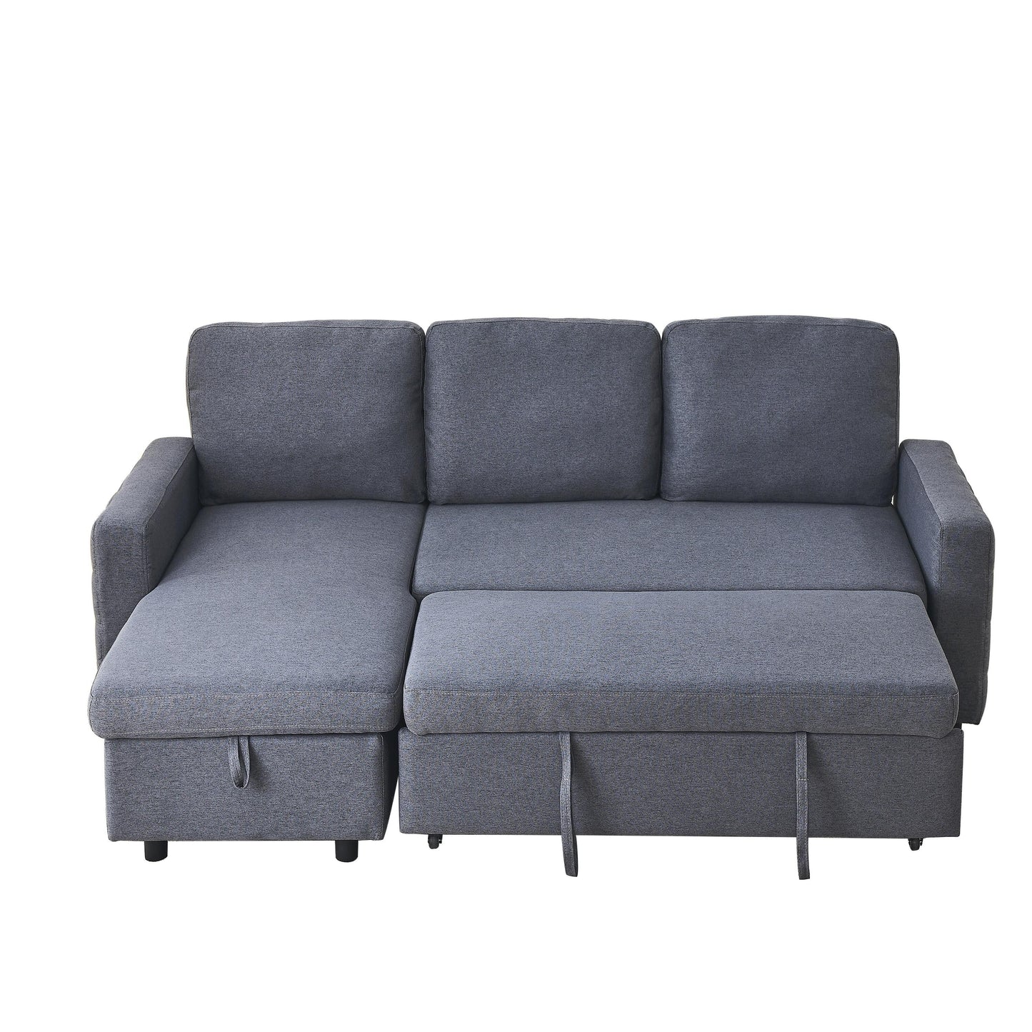 Canapé sectionnel en lin gris de 78,8 po avec fonction coulissante, design convertible et méridienne de rangement