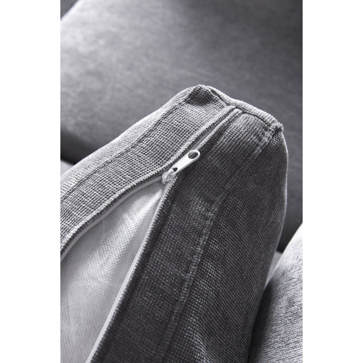 Canapé modulable gris 80,31 en chenille avec cadre en bois massif pour salon