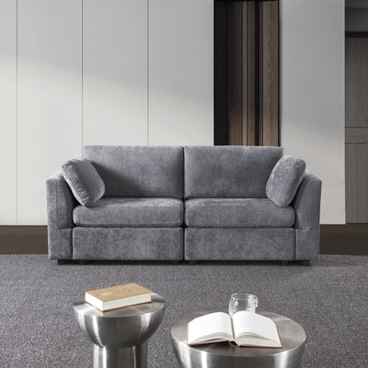 Canapé modulable gris 80,31 en chenille avec cadre en bois massif pour salon