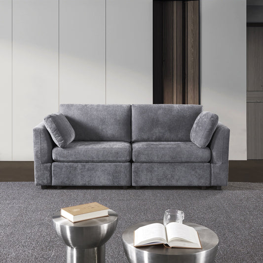 Canapé modulable gris 80,31 en chenille avec cadre en bois massif pour salon