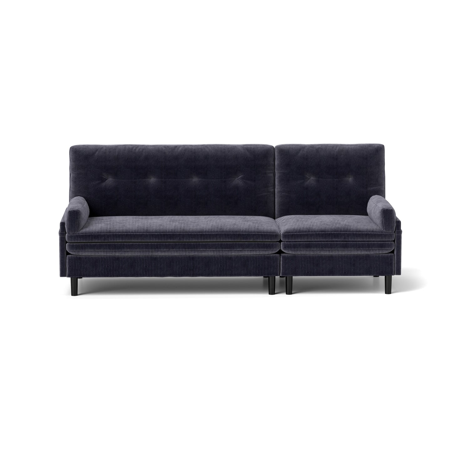 Canapé 3 places multifonctionnel réglable en velours côtelé gris 80.7, convertible en L et lit d'appoint