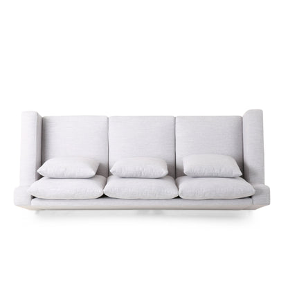 Canapé gris en polyester 80'' avec coussins et pieds en bouleau