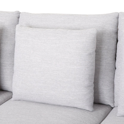 Canapé gris en polyester 80'' avec coussins et pieds en bouleau