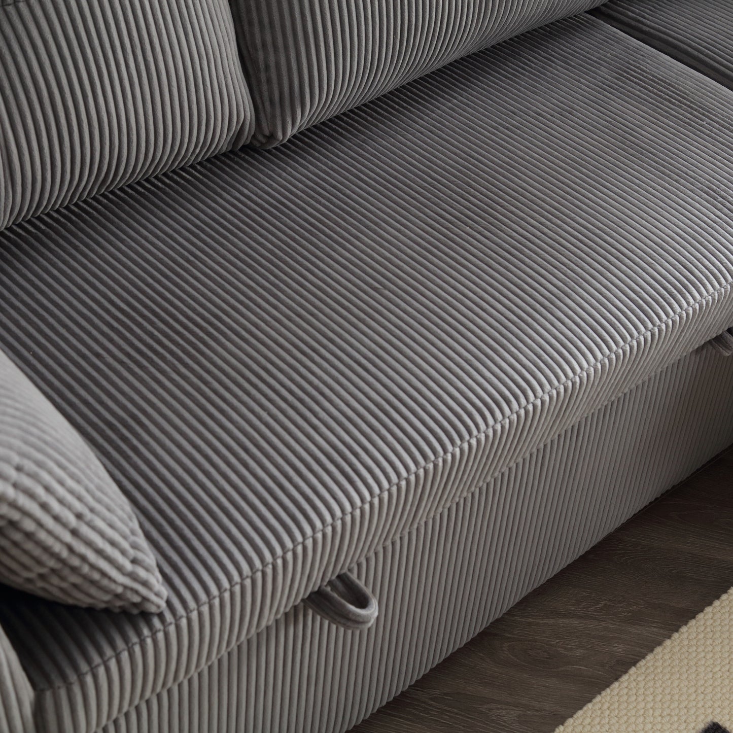 Canapé en L en tissu gris de 81,1 po avec méridienne réversible