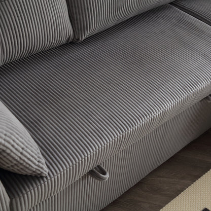 Canapé en L en tissu gris de 81,1 po avec méridienne réversible