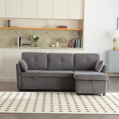 Canapé en L en tissu gris de 81,1 po avec méridienne réversible