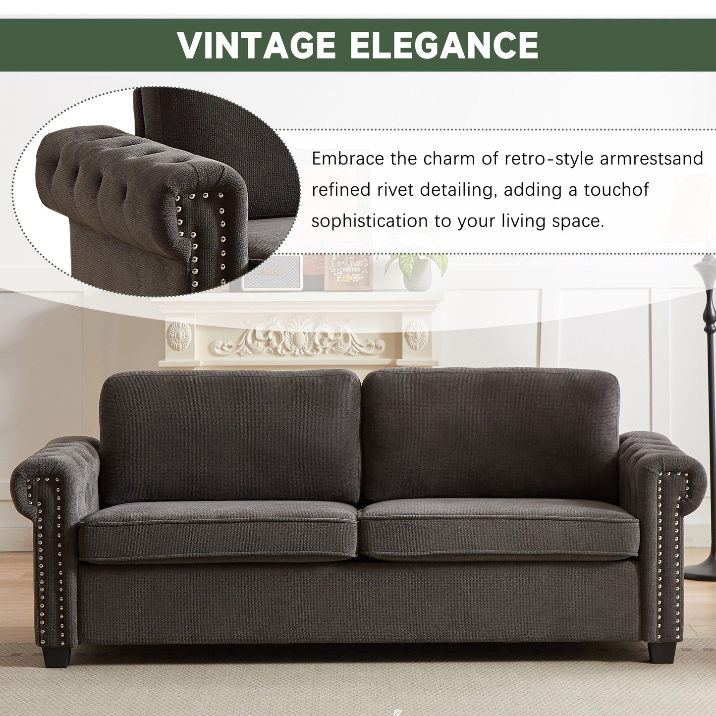 Canapé-lit convertible 3 places en polyester gris de 83,8 pouces avec matelas gigogne, mousse haute densité et cadre robuste