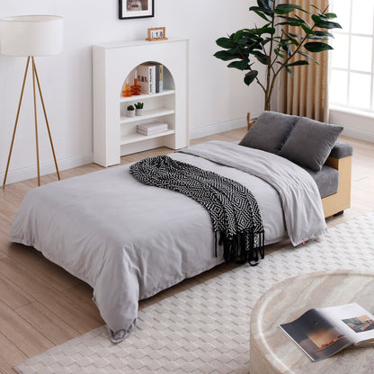 Canapé-lit convertible 3 places en coton et lin gris 84,65 € avec pouf de rangement, table rabattable et 2 tiroirs