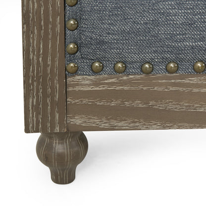 Canapé gris en polyester de 85,5 po avec dossier capitonné et pieds en bois