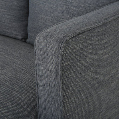 Canapé 3 places gris en tissu polyester de 86 pouces avec pieds en bois massif, dossier capitonné et assise à ressorts ensachés
