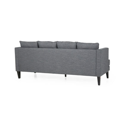 Canapé 3 places en tissu polyester gris 86'' avec dossier capitonné et assise à ressorts ensachés
