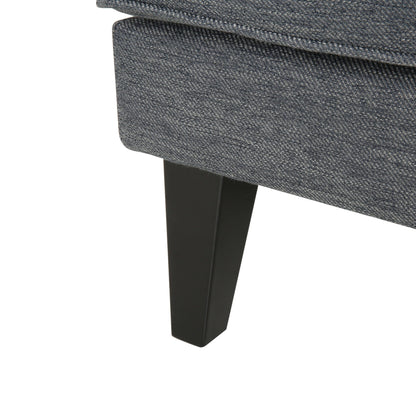 Canapé gris en polyester de 86 po avec dossier capitonné et pieds en bois massif