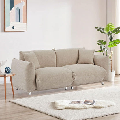 Canapé-causeuse surdimensionné gris 87 avec structure en métal, 2 coussins et revêtement durable