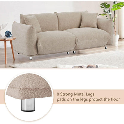 Canapé-causeuse surdimensionné gris 87 avec structure en métal, 2 coussins et revêtement durable