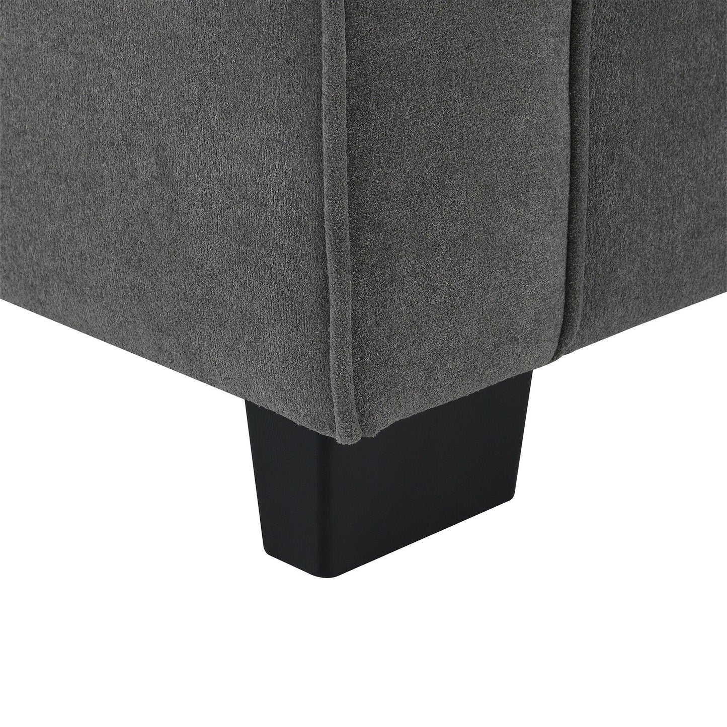 Canapé sectionnel 5 places en velours gris 89'' en forme de L avec coussins doubles, cadre robuste en bois et fer