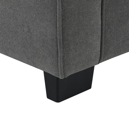 Canapé sectionnel 5 places en velours gris 89'' en forme de L avec coussins doubles, cadre robuste en bois et fer