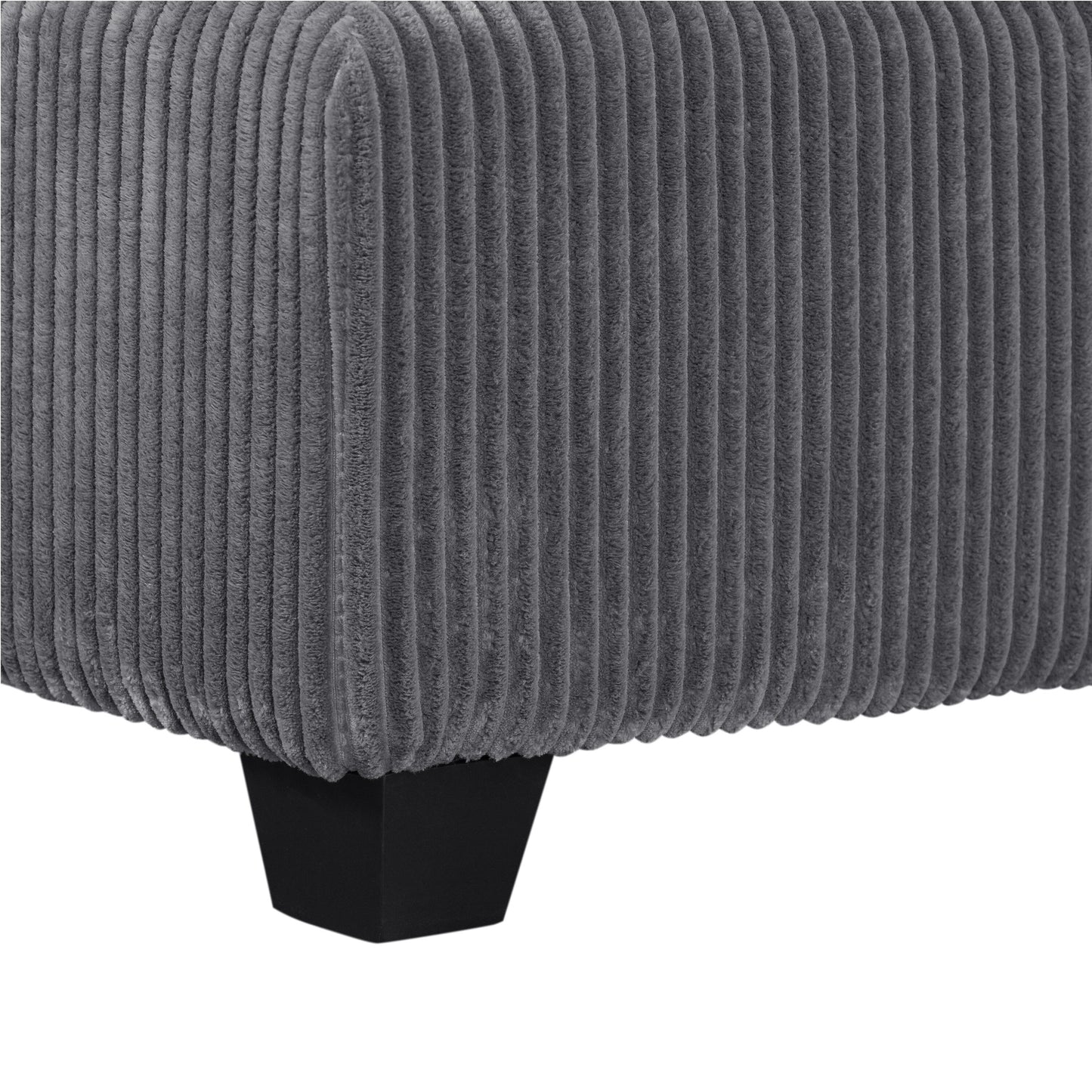 Canapé-lit 2 places en velours côtelé gris de 90 po avec coussins amovibles et poufs amovibles