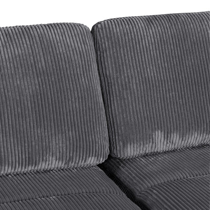 Canapé 2 places gris en polyester de 90 po avec coussins de dossier amovibles et poufs amovibles