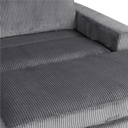 Canapé 2 places gris en polyester de 90 po avec coussins de dossier amovibles et poufs amovibles